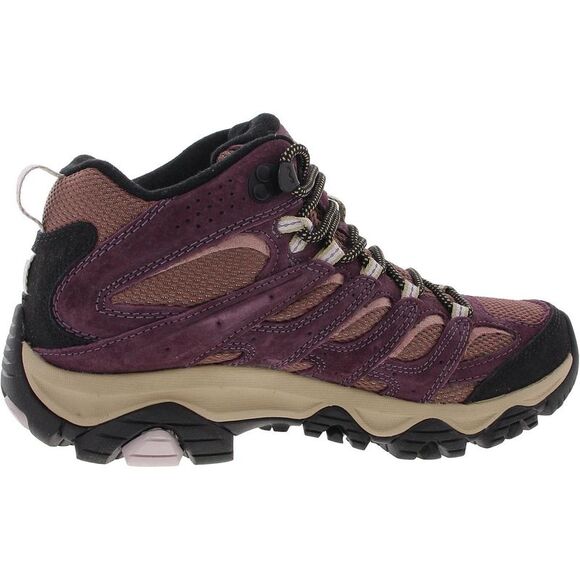 Merrell Womens Moab 3 Mid WP Purple Leather Mesh Inset Hiking Boots Shoes New - Picture 2 of 2